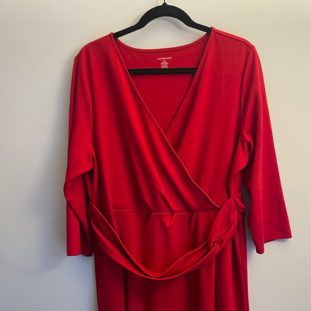 Red Lands End knit dress, 1X